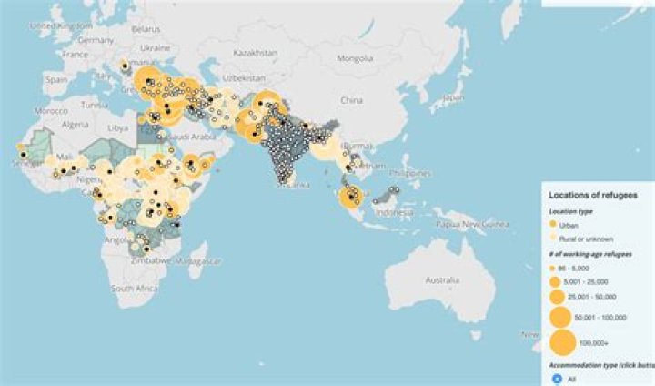 Where are the majority of international refugees located?