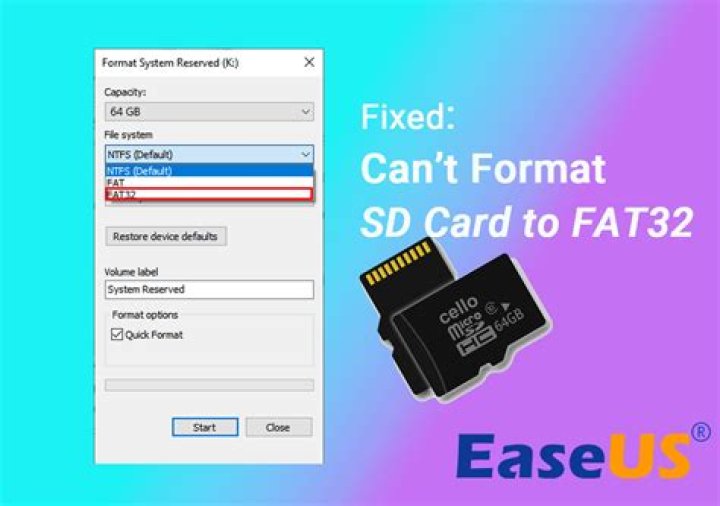 Why can't I format my SD card to fat32?